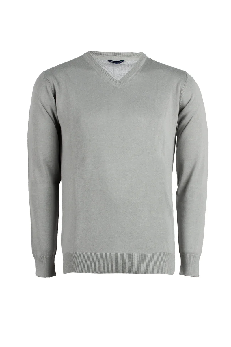 Pullover scollo a V in puro cotone uomo