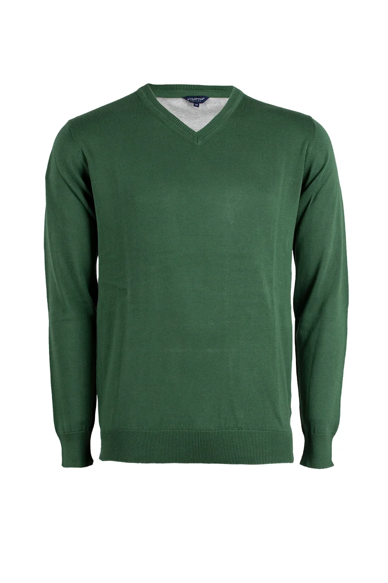 Pullover scollo a V in puro cotone uomo