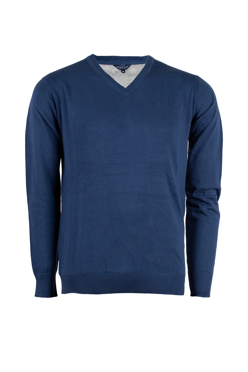 Pullover scollo a V in puro cotone uomo