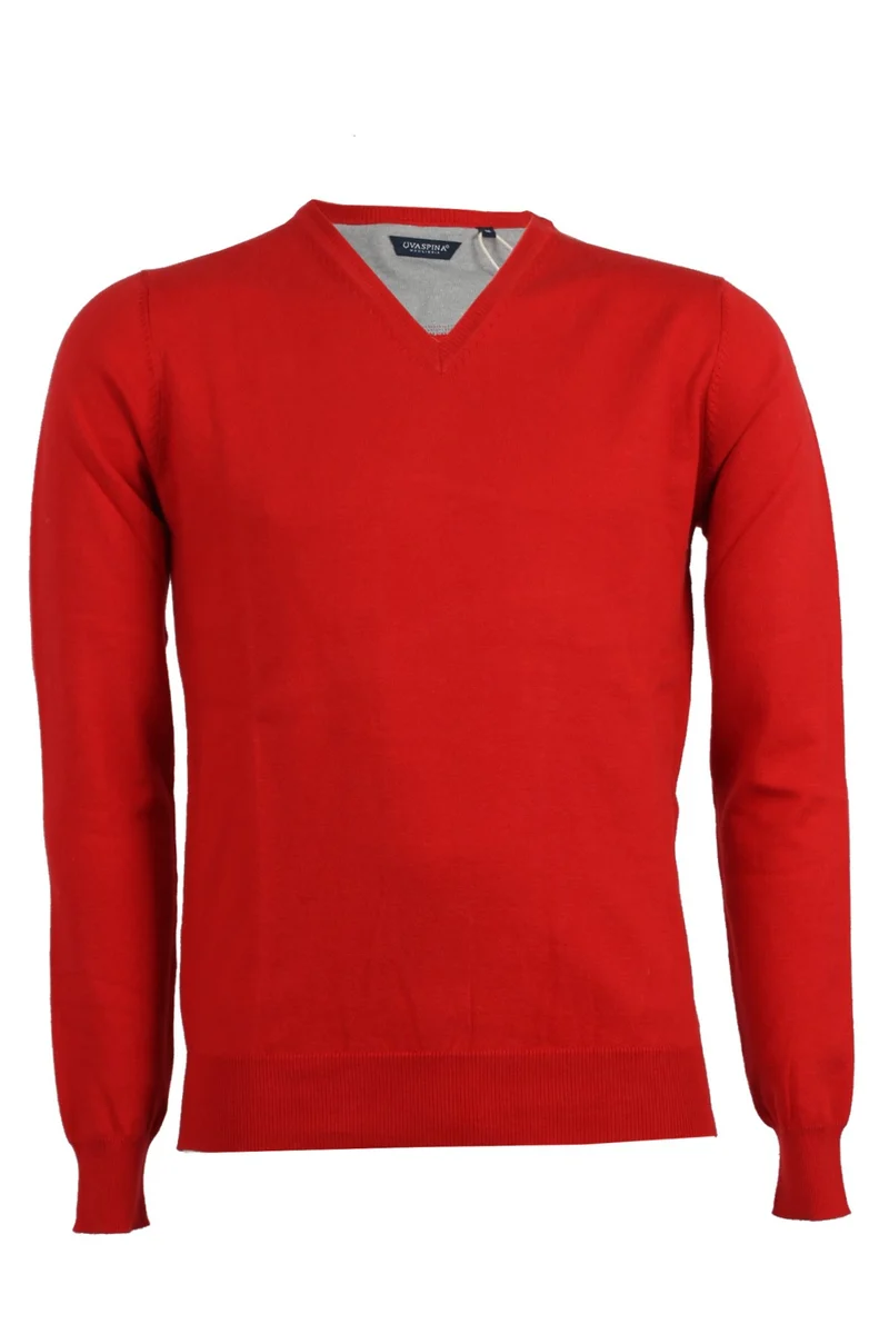 Pullover scollo a V in puro cotone uomo