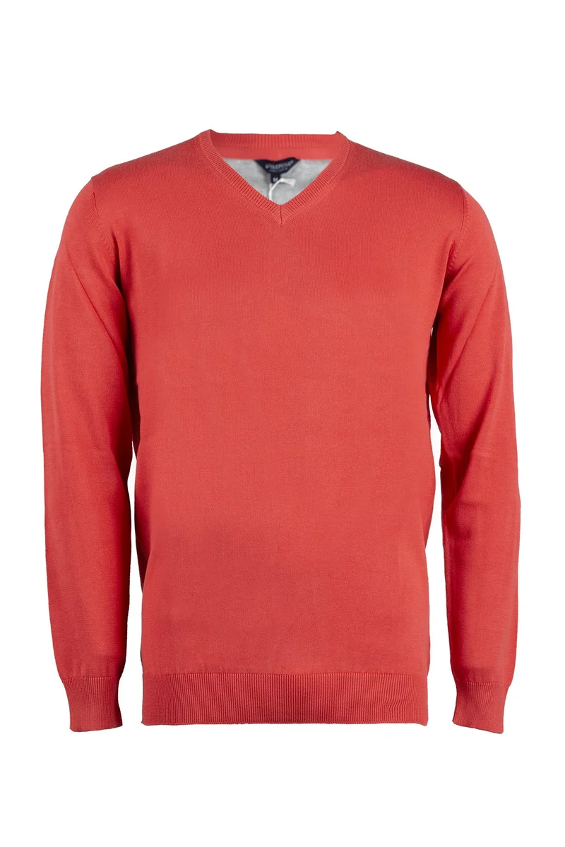 Pullover scollo a V in puro cotone uomo