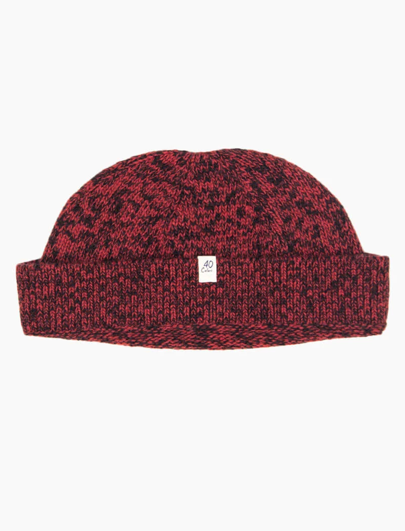 Red & Black Melange Wool & Cashmere Fisherman Beanie