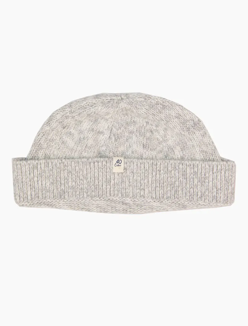 Light Grey Melange Wool & Cashmere Fisherman Beanie