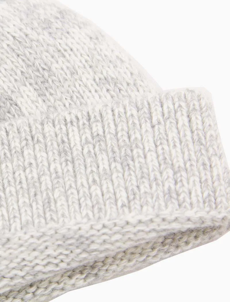 Light Grey Melange Wool & Cashmere Fisherman Beanie