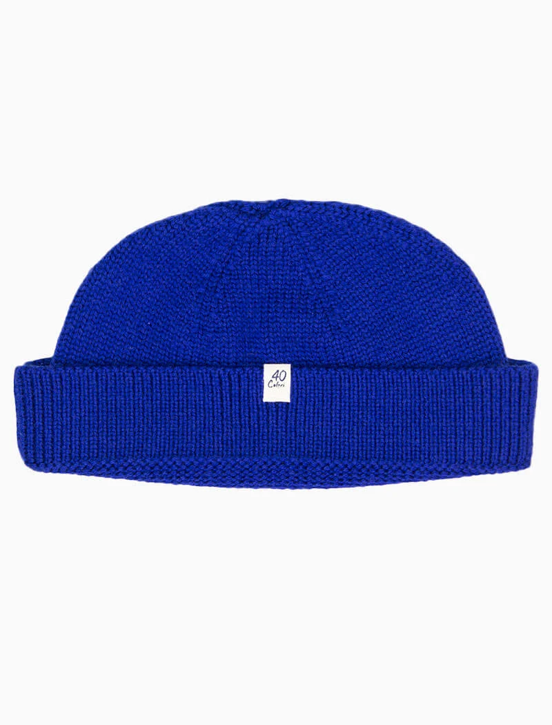 Royal Blue Solid Wool Fisherman Beanie