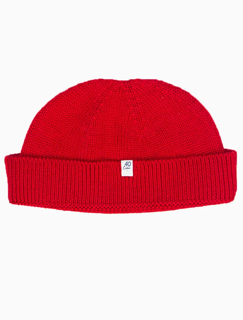 Red Solid Wool Fisherman Beanie