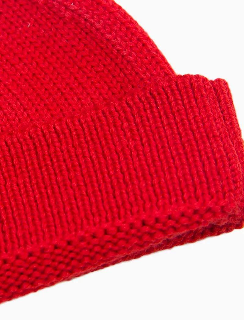 Red Solid Wool Fisherman Beanie