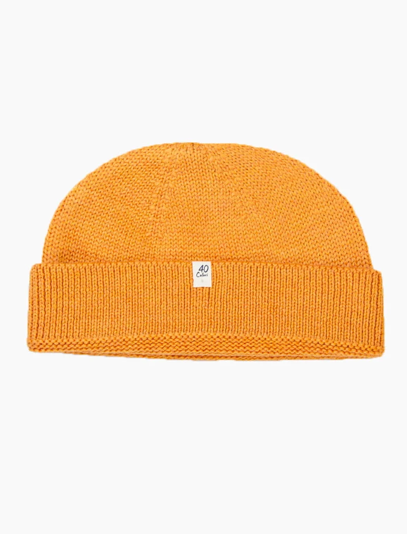 Light Orange Solid Wool Fisherman Beanie
