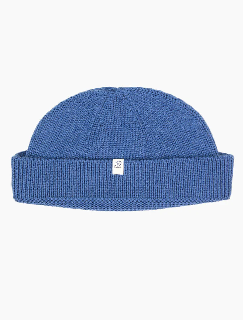 Cadet Blue Solid Wool Fisherman Beanie