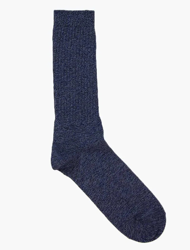 Navy Thick Melange Organic Cotton Socks