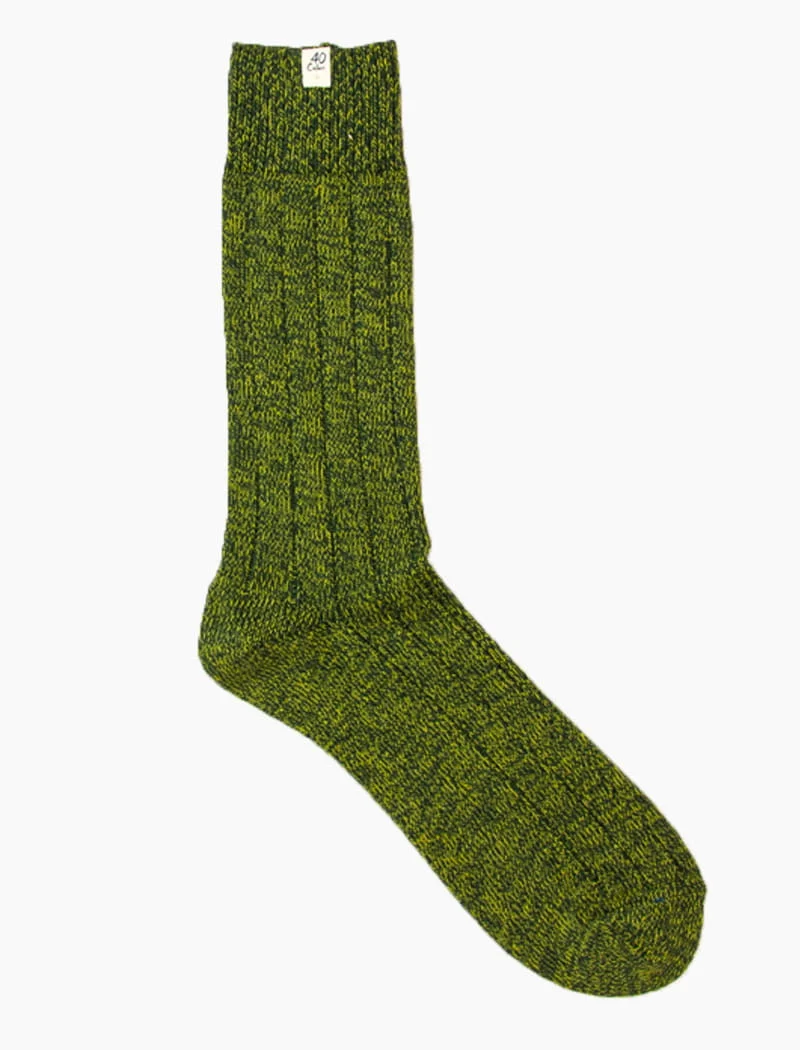 Olive Green Thick Melange Organic Cotton Socks