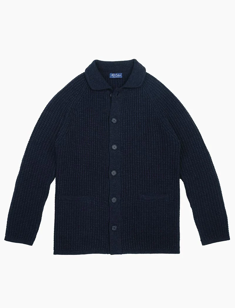 Blue Waffle Wool & Cashmere Knitted Overshirt