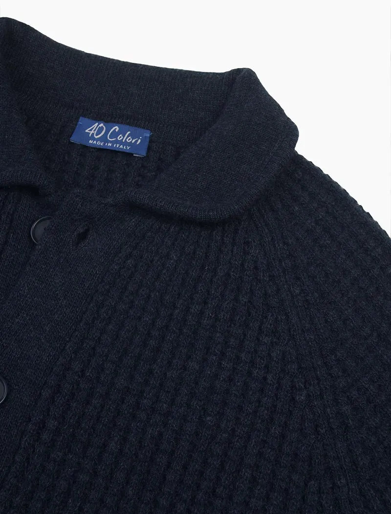Blue Waffle Wool & Cashmere Knitted Overshirt