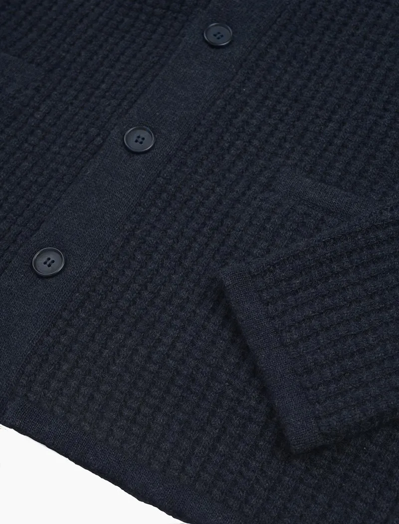 Blue Waffle Wool & Cashmere Knitted Overshirt