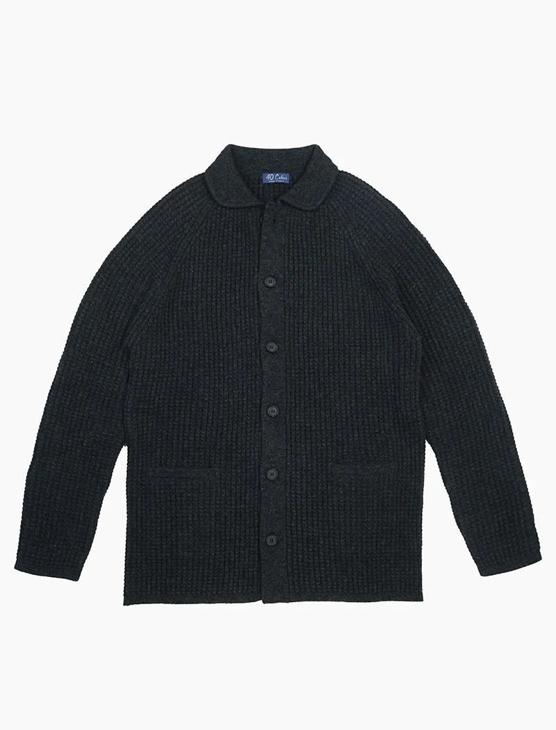 Charcoal Waffle Wool & Cashmere Knitted Overshirt