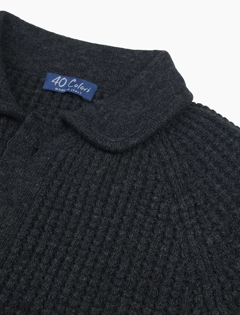 Charcoal Waffle Wool & Cashmere Knitted Overshirt