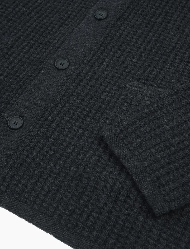 Charcoal Waffle Wool & Cashmere Knitted Overshirt