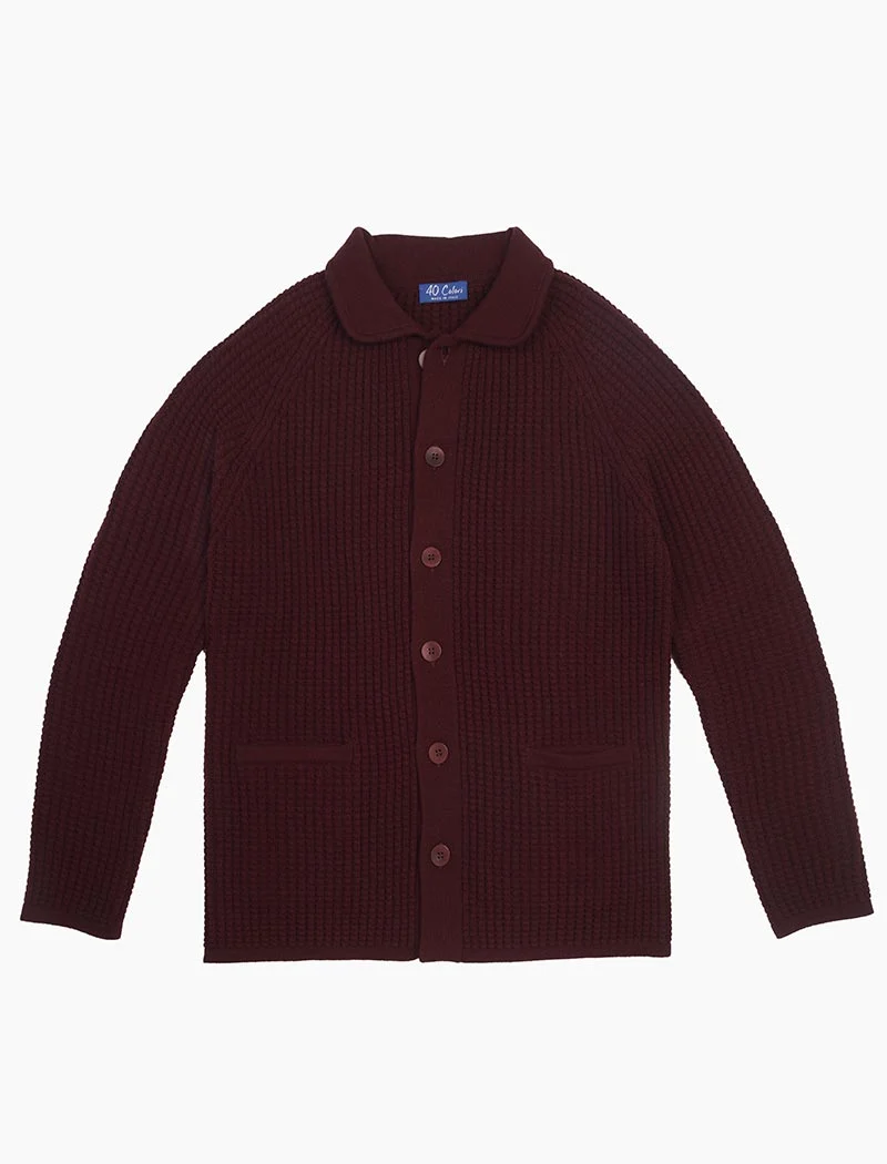 Burgundy Waffle Wool & Cashmere Knitted Overshirt