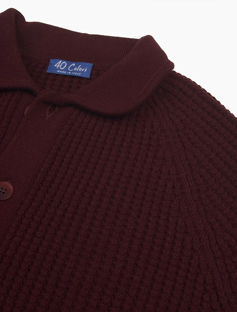 Burgundy Waffle Wool & Cashmere Knitted Overshirt