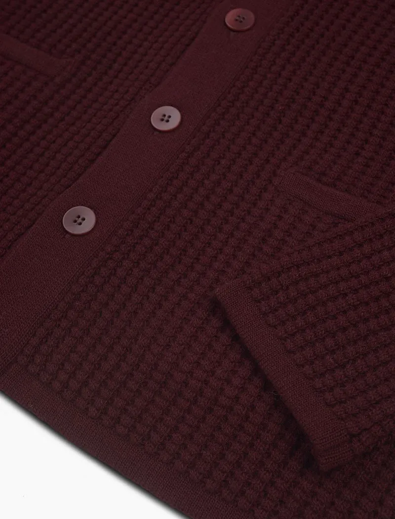 Burgundy Waffle Wool & Cashmere Knitted Overshirt