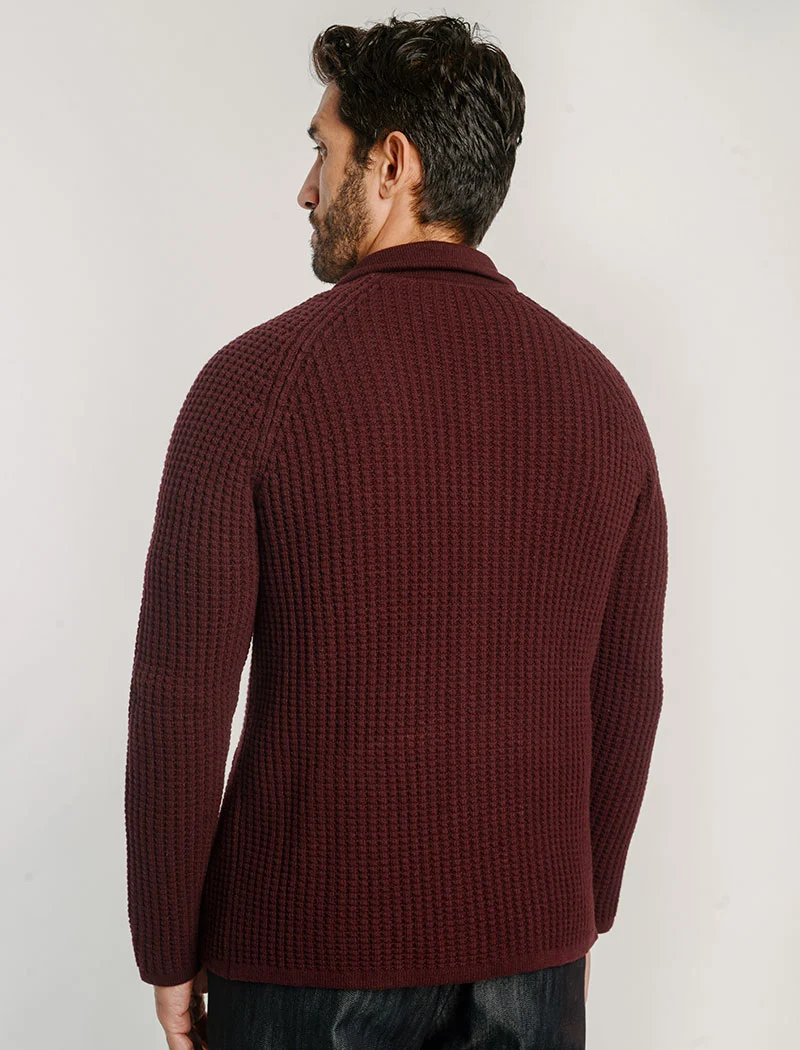 Burgundy Waffle Wool & Cashmere Knitted Overshirt