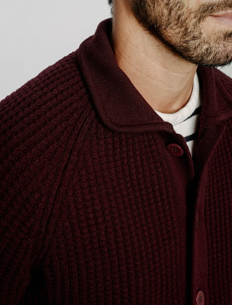 Burgundy Waffle Wool & Cashmere Knitted Overshirt