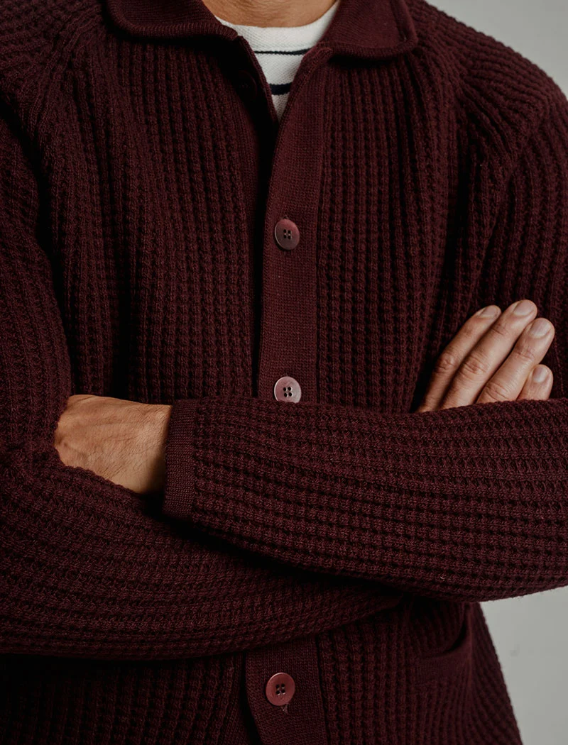 Burgundy Waffle Wool & Cashmere Knitted Overshirt