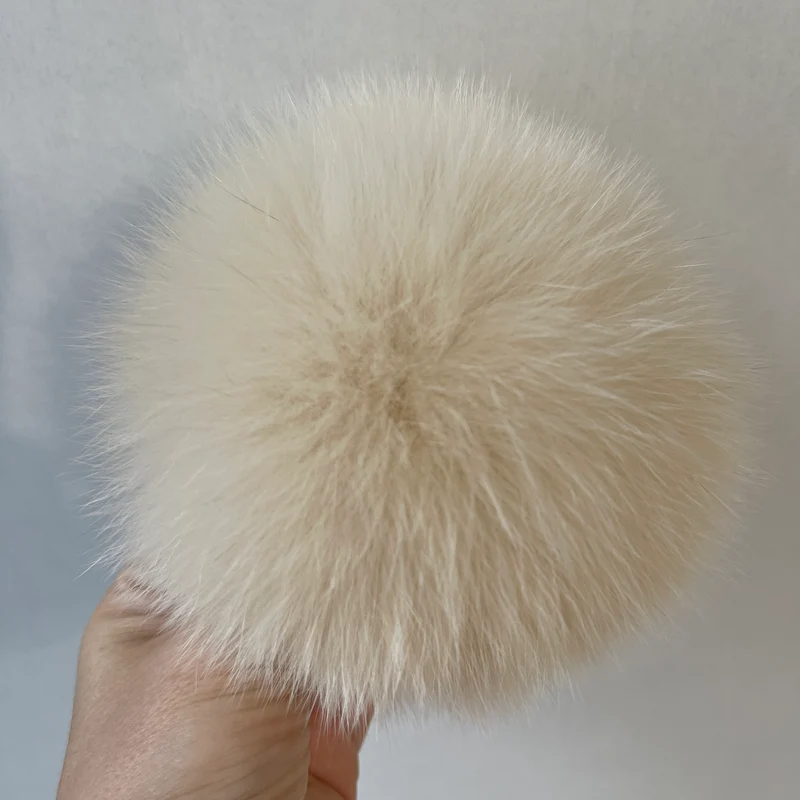 Pompon di pelliccia di lusso 100% volpe naturale (beige)