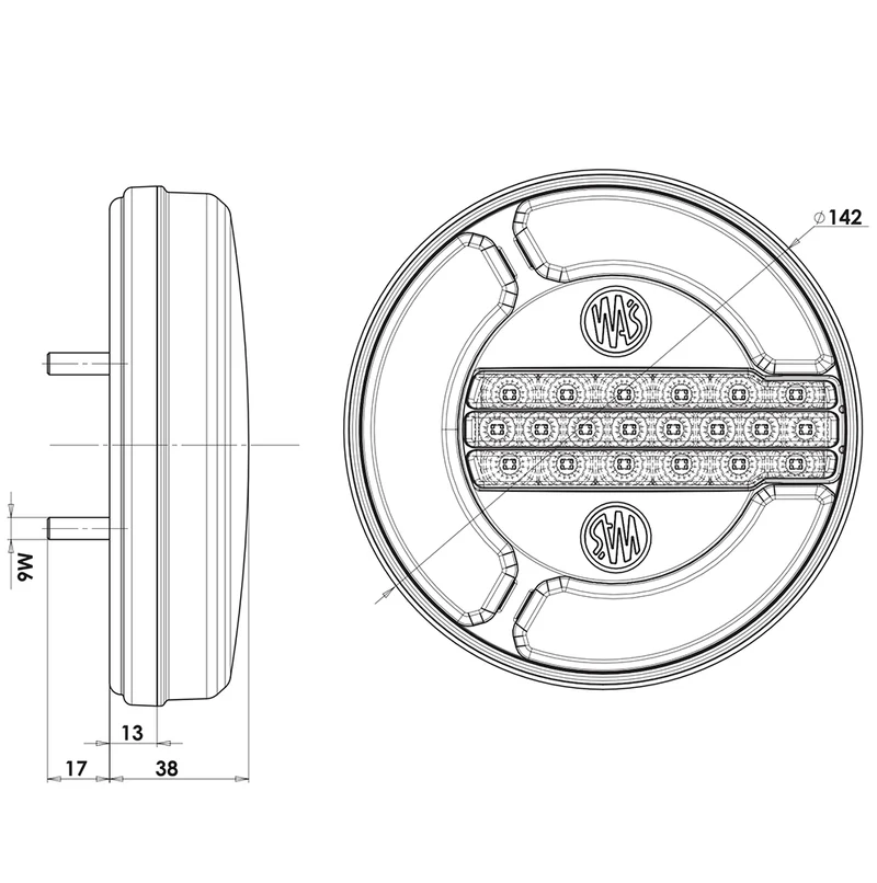 WAS W153DD Luce posteriore rotonda con indicatore dinamico