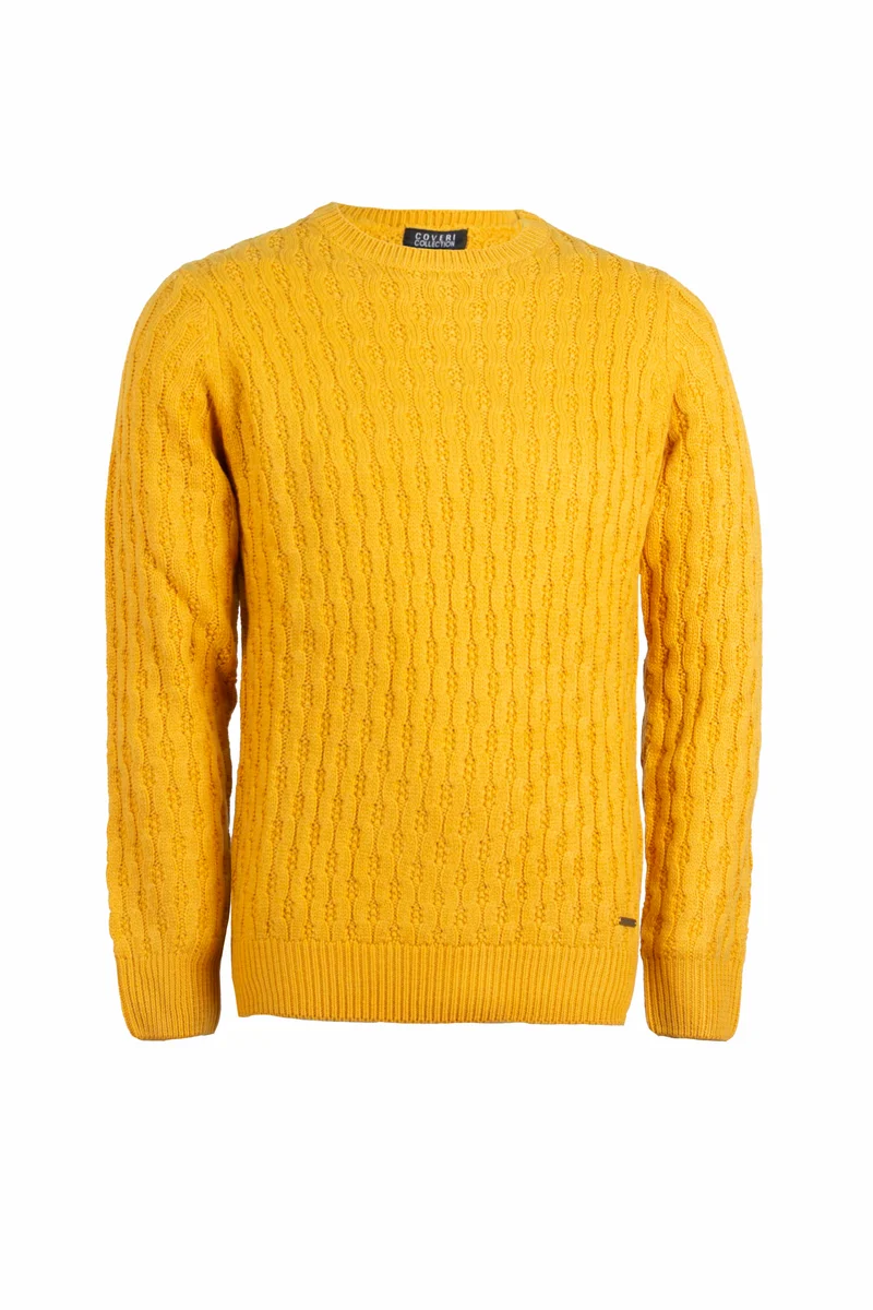Pullover uomo girocollo a trama lavorata