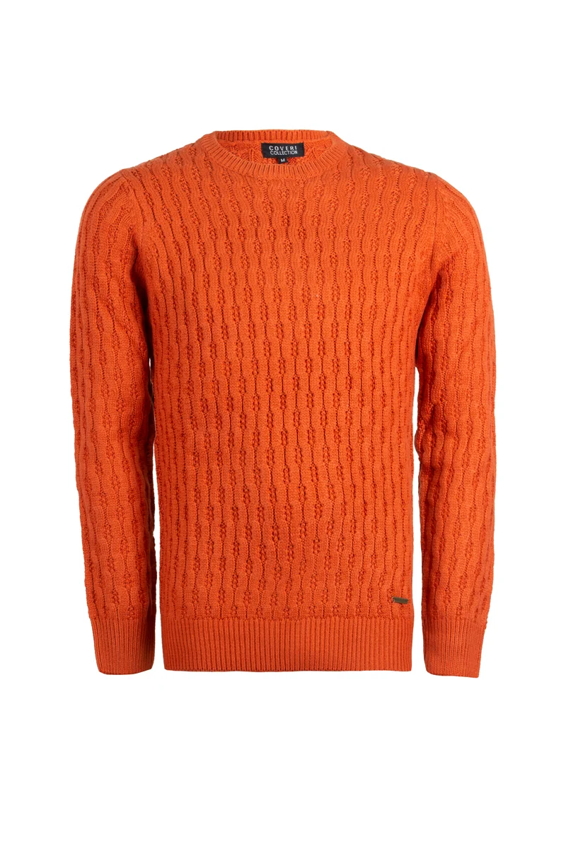 Pullover uomo girocollo a trama lavorata