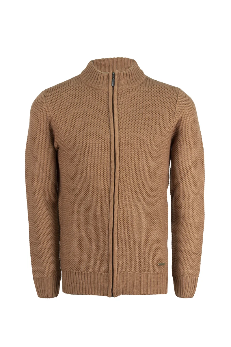 Cardigan uomo full zip trama lavorata