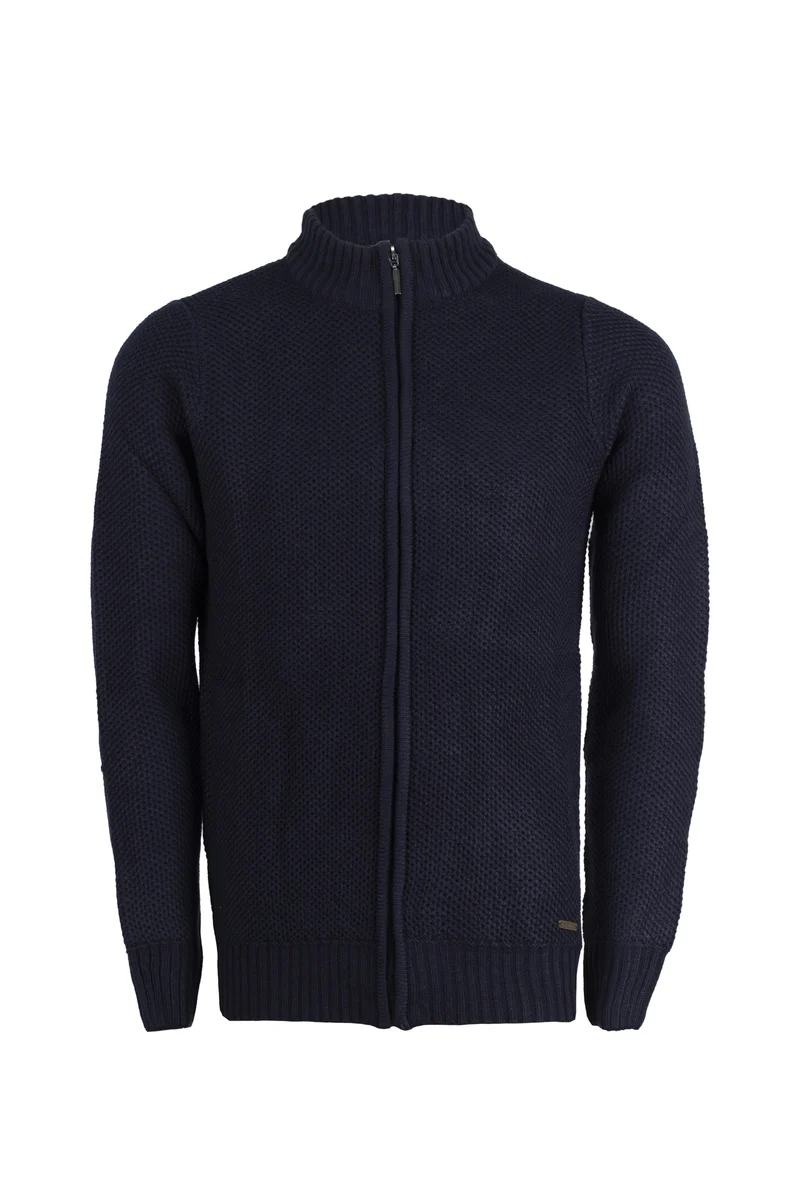 Cardigan uomo full zip trama lavorata