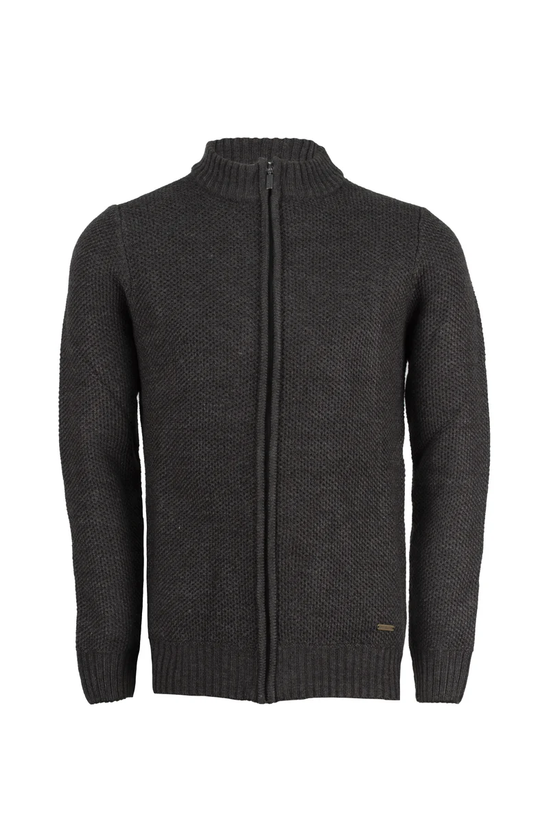 Cardigan uomo full zip trama lavorata