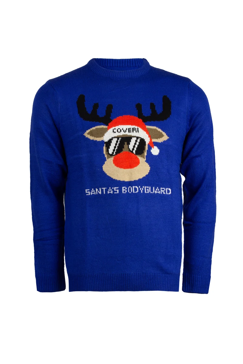 Pullover uomo ricamato con motivo natalizio