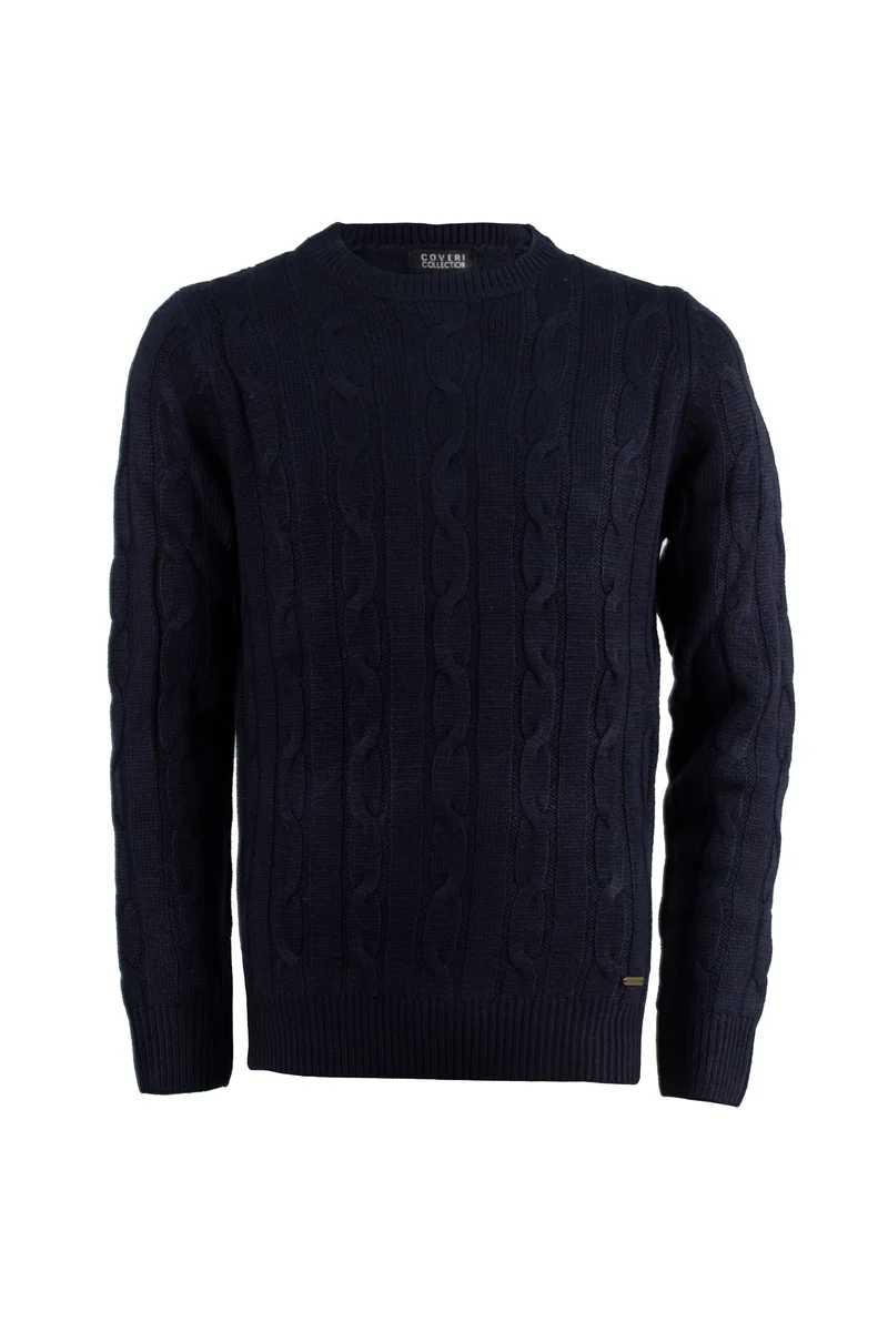 Pullover uomo girocollo a trama lavorata