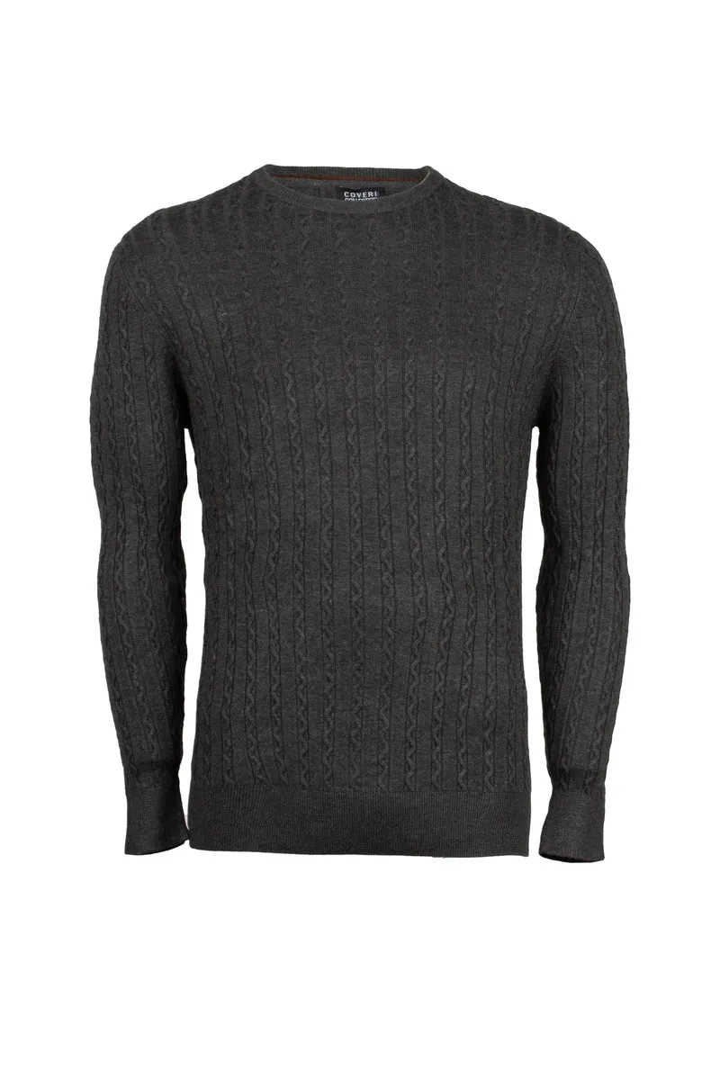 Pullover uomo girocollo a trama lavorata