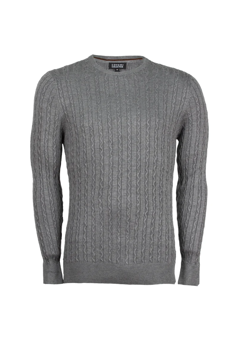 Pullover uomo girocollo a trama lavorata