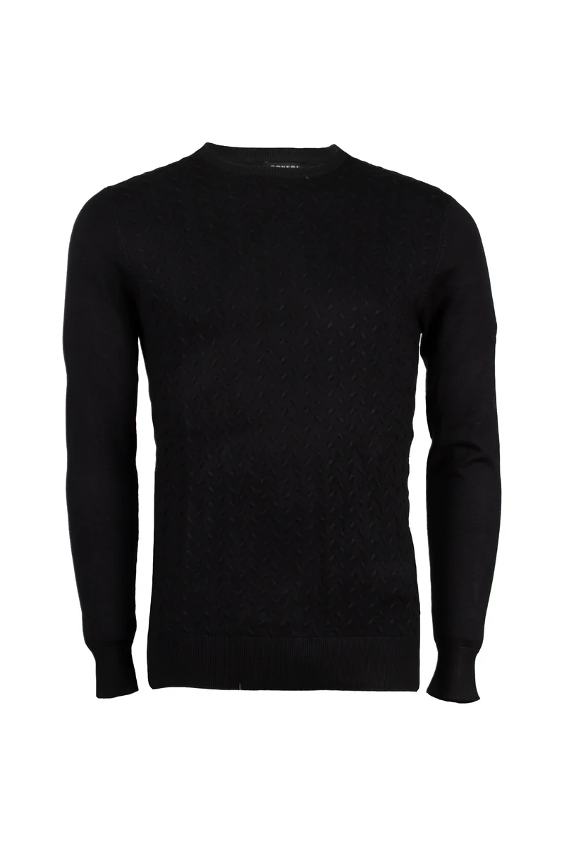 Pullover girocollo a trama lavorata