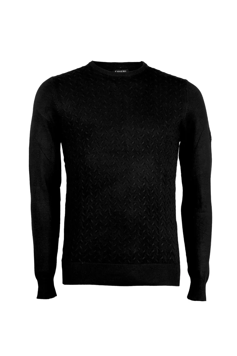 Pullover girocollo a trama lavorata
