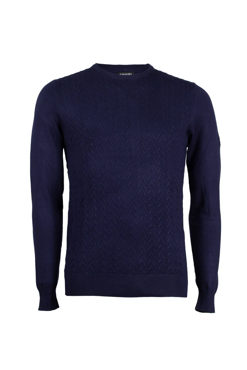 Pullover girocollo a trama lavorata