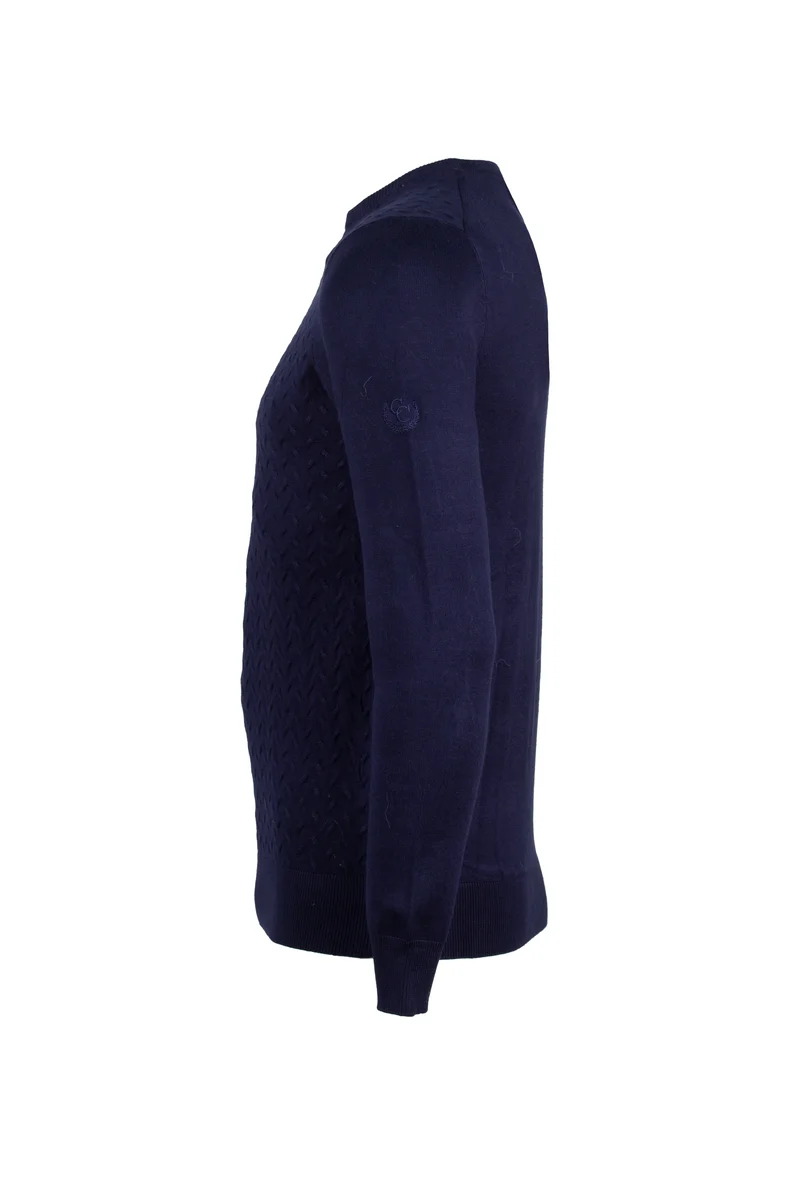 Pullover girocollo a trama lavorata