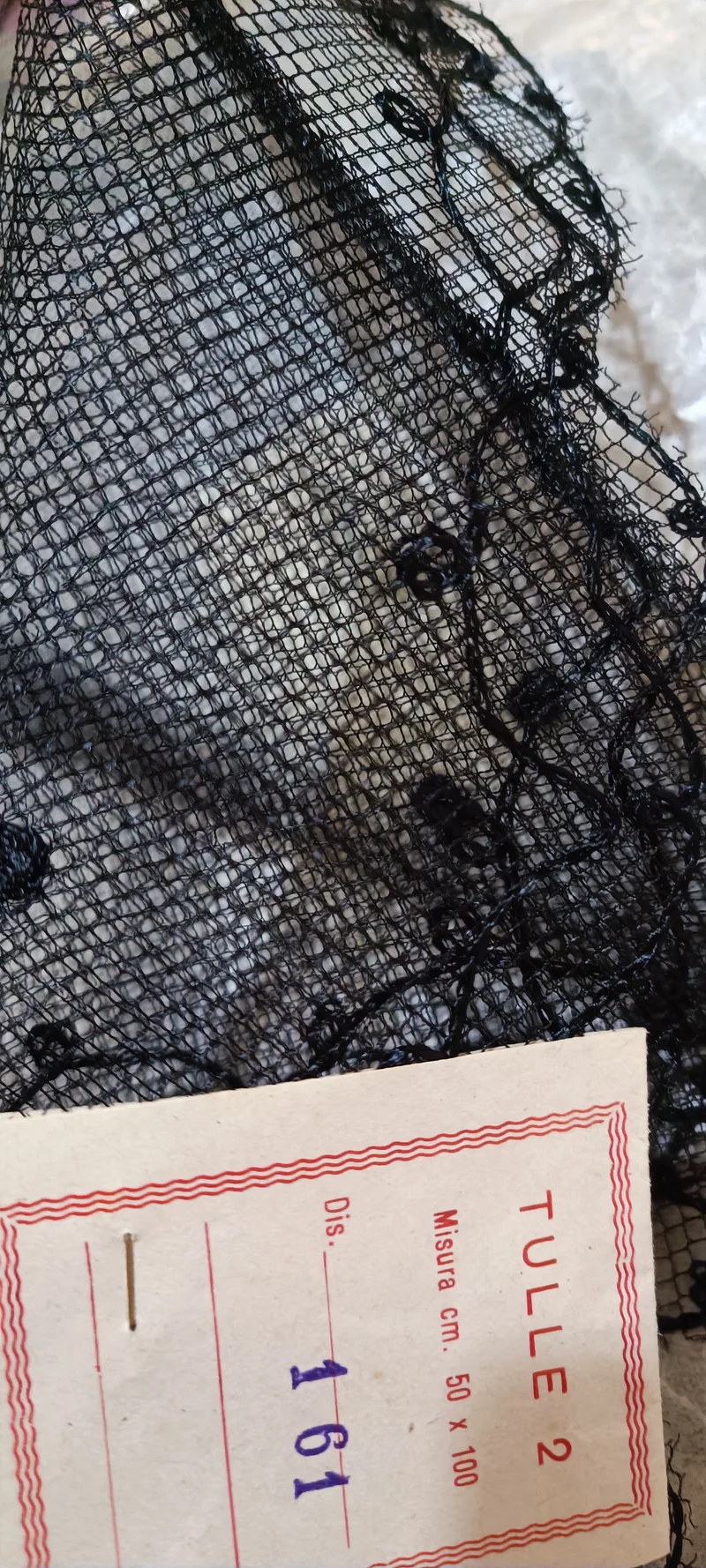 Triangolo di tulle vintage, nero, 50 x 100. 50 g.