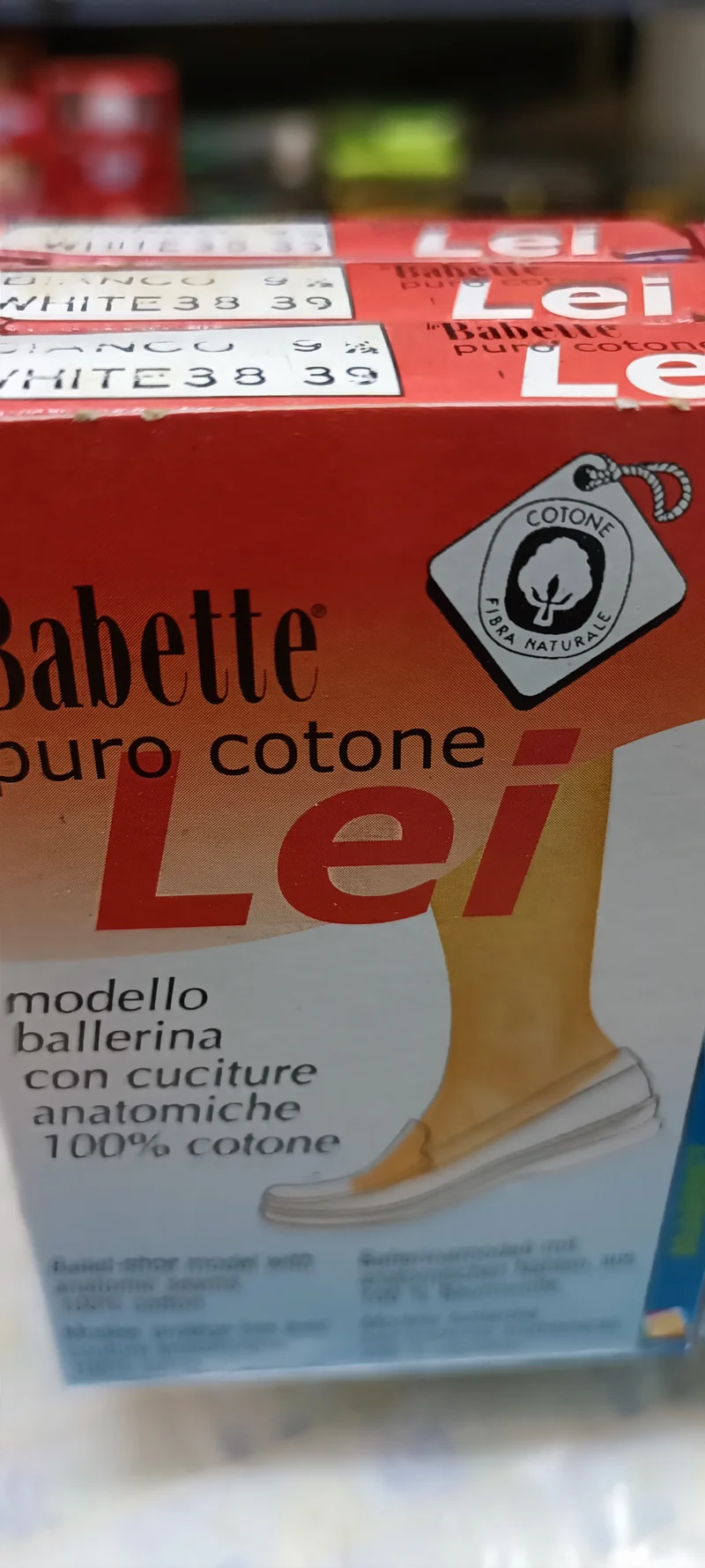 Babette Lei puro cotone, cuciture ultrapiatte, tre paia bianco. 80g.