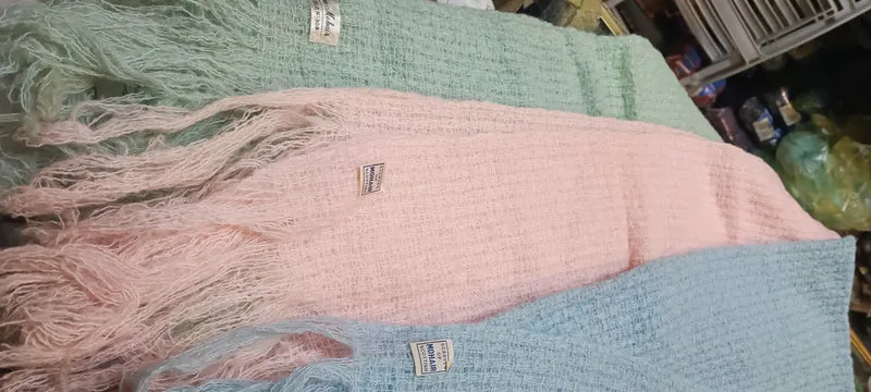 Scialle vintage di Mohair Scottish, 180 cm x 55 cm. 180 g.