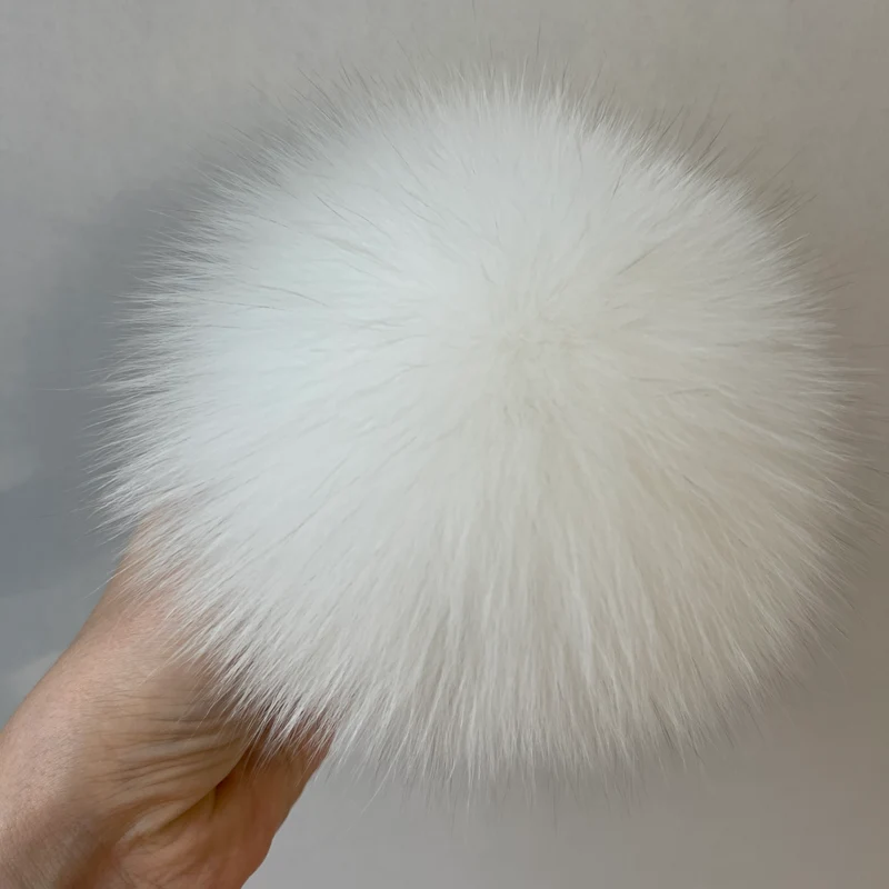 Pompon di pelliccia di lusso 100% volpe naturale (bianco)
