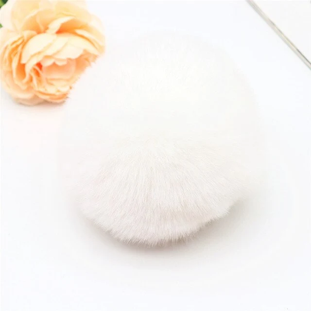Pompon di pelliccia di coniglio 100% naturale (bianco)