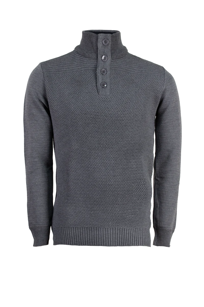 Pullover uomo collo alto con trama lavorata