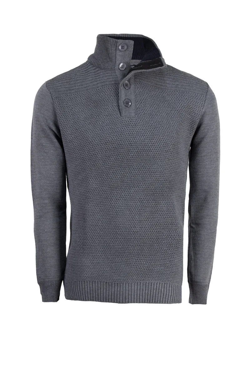 Pullover uomo collo alto con trama lavorata