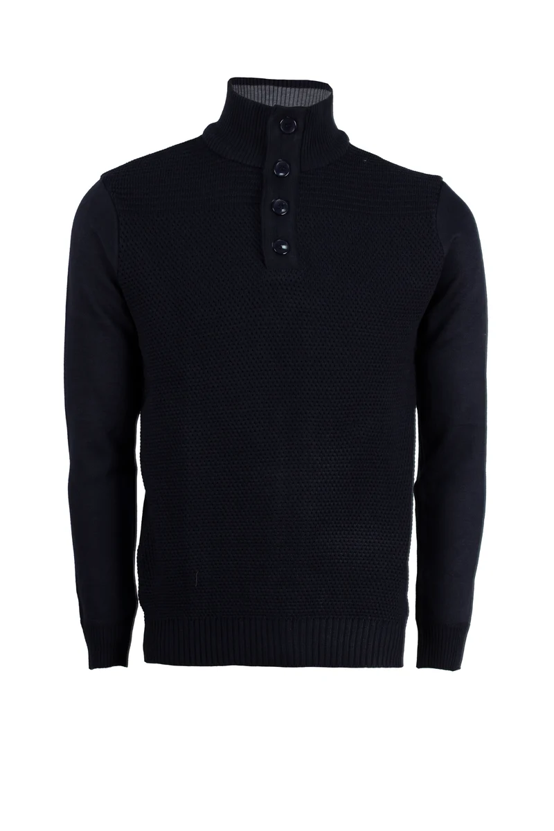 Pullover uomo collo alto con trama lavorata